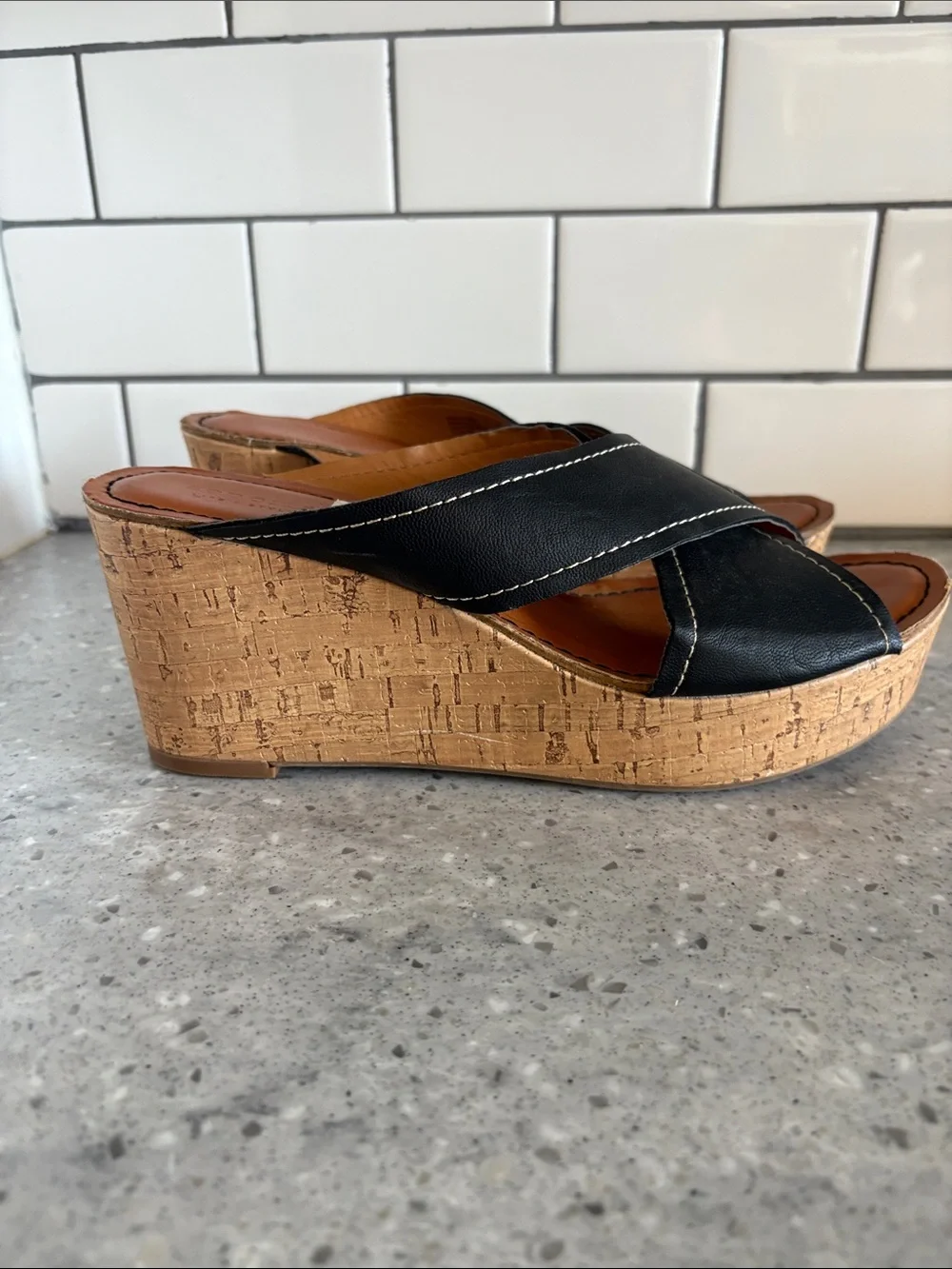 LAST CHANCE CLOSET CLOSING!  Sonoma Black Crisscross Cork Wedge Sandals